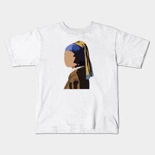 Minimal Girl with Pearl Earring Kids T-Shirt